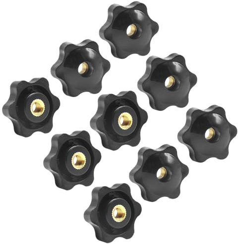Hocansen 10 Pezzi Manopole a Stella M6 Manopola Zigrinata con Filettatura Femmina Star Through Hole Knob Femmina in Plastica Dado di Serraggio Attraverso Foro per Macchine Industriali (MH-T/M6)