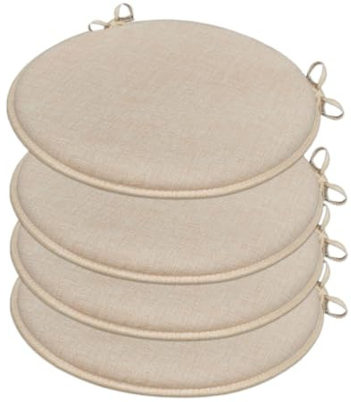 emmevi Set 4 Cuscini Sedia Rotondi Cotone Lavabili Morbidi Coprisedia Tondo Tinta Unita Pastello Beige