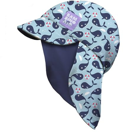 Bambino Mio, Gorro de baño Reversible con protección Solar UPF 40+ (1-3 años) para bebés y niños pequeños - Ballena Azul, para niños y niñas