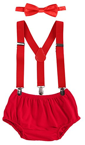 Neonato Neonato Neonato Neonato Neonato Neonato Torta Smash Vestito Pantaloncini Bloomers Bowtie Regolabile Elastico Y Posteriore Bretelle Foto Puntelli Bambini Bambini Unisex Bretelle 3pcs Set Rosso