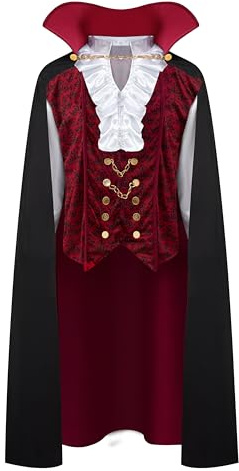 Spooktacular Creations Vampir Kostüm Erwachsene, halloween kostüm vampir, Renaissance Mittelalterliche Vampir Deluxe Halloween Kostüm für Herren Rollenspiel Sins Cosplay (Large, Red)