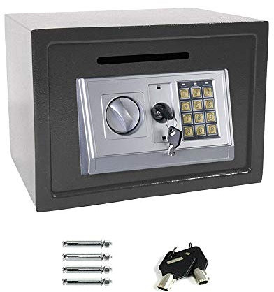 New Safe Security Metal Money Bank Deposit Cash Savings Saving Box, Digital Safe Value Safe Electronic Home Steel Safe Box w/2 Emergency Keys, 10 Year Warranty(Large Size 16L, Gray)