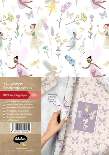 Geschenkpapier-Set für Kinder: Feen/ Elfen und Schmetterlinge