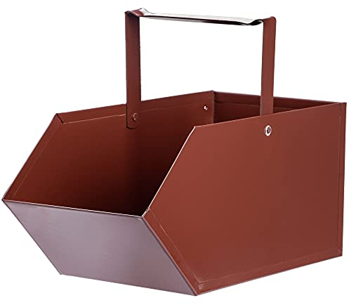 KADAX Contenitore di cenere realizzato in metallo, 32 x 21 cm, scatola di cenere con manico comodo, scatola, ciotola di cenere, contenitore a, scatola a in (marrone)