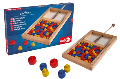 noris 606101941 Deluxe Scheiben Mikado - Der etwas andere Spieleklassiker für Kinder ab 6 Jahren und Erwachsene mit Spielmaterial aus Holz Bunt
