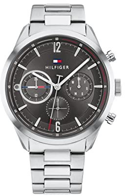 Tommy Hilfiger Multi Zifferblatt Quarz Uhr für Herren mit Silbernes Edelstahlarmband - 1791943