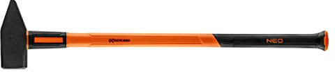 NEO TOOLS Marteau de charpentier avec manche en fibre de verre, poignée ergonomique caoutchoutée, tige forgée, affûté, trempé par induction, certifié GS et TÜV Rheinland, DIN 1193 (5 kg)