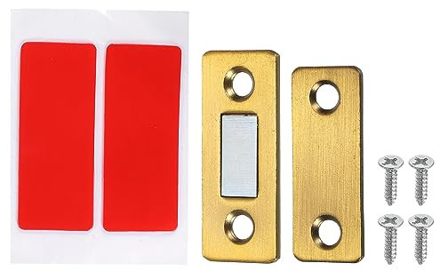 PATIKIL Cabinet Magnetic Catch, 4 Pack Ultra Thin Cabinet Door Catch Adhesive Steel Cabinet Door Magnets for Kitchen Closet Door, Brass