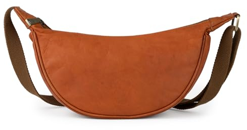 Berliner Bags Vintage Crossbody Luna, Halbmond Tasche aus Leder, Moon Bag, Umhängetasche, Schultertaschen für Damen – Braun