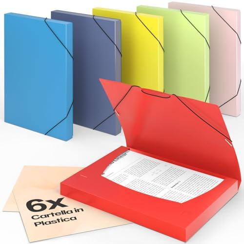 ACROPAQ - 6 x Chemise à Élastiques A4 - Jusqu'à 250 pages, Dos de 3 cm, Fermeture Élastique, Été, Collection de Couleurs Nature - Chemises à Dossier, Range Document
