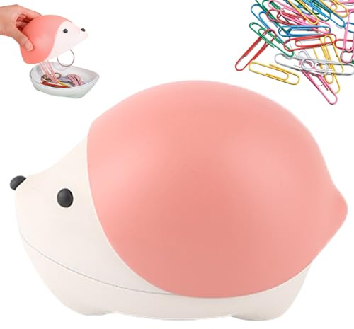 Magnetic Paper Clip Holder Hedgehog Shape Paperclip Holders Desk Non Slip Dustproof Cute Paper Clip Holder for Dresser Office Dormitory Desktop 135x103x90mm