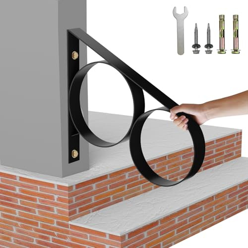 Hand Rail for Outdoor Steps-Hand Rails for Elderly,1-3 Steps Stair Handrails-Porch Railing-Powder Coated Deck Hand Rail-Wall Mount Stair Hand Grab Bars-Safety Handle for Garage, Porch, Garden