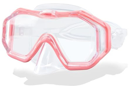 Taucherbrille Kinder, CIYIN Schwimmbrille Kinder für Jungen Mädchen, Schwimmmaske mit Nasenabdeckung, Anti-Beschlag Anti-Leck, 180°Panorama HD Tempered Glas, Taucherbrille für Kinder 4-16 Jahre (Rosa)