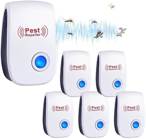 Répulsif Ultrason Anti-Rongeurs Insectes, 6 pcs Ultrason Anti Moustique Ultrason Souris et Rats, Intérieur Répulsif Électronique Insectes pour Souris, Rats Fourmis Araignées Moustiques