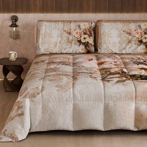 PETTI Artigiani Italiani - Trapunta Invernale, Piumone Matrimoniale Double Face Tinta Unita e Stampa Digitale, Shabby 04 341, 100% Microfibra, Made in Italy