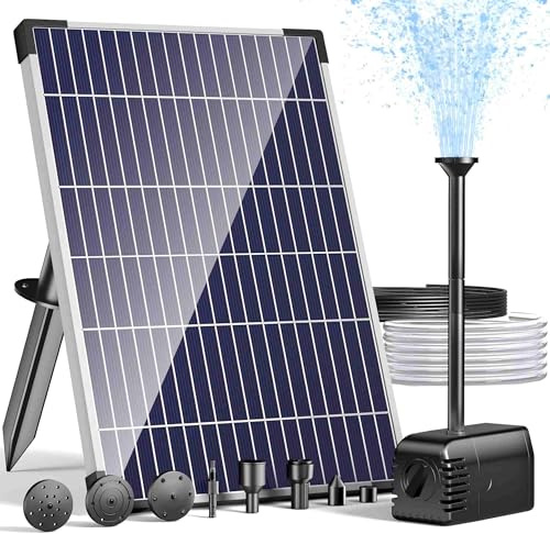 POPOSOAP Solar Water Fountain, 12W Solar Fountain Pump with Dry Run Protect and 600LPH Adjustable Flow Rate, Clear Tubing & 16.4Ft Cord Length for Ponds, Fish Tank, Garden, Waterfall, Hydroponics