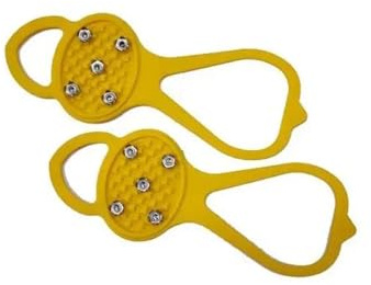 Stegjärn stegjärn snö is gripare vinter klättring sko spikes grepp klossar över skoskydd (gul)