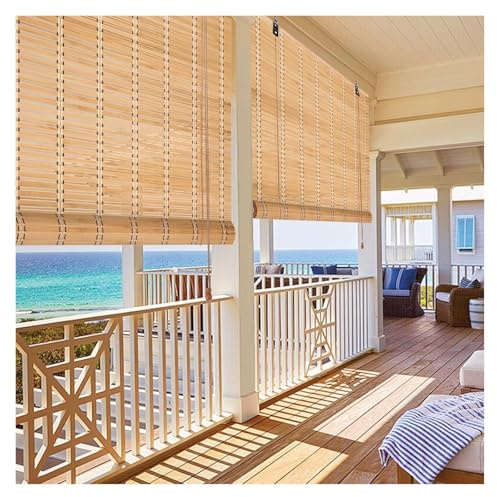 MXL&LJB Customizable Bamboo Roller Blinds 55-145cm Wide Breathable Roman Sunscreen Shades for Garden Patio Balcony Pergola(1.05x2.5m)