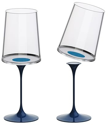 Trebonn SplitGlass Bicchieri Modulari Magnetici (Set 2 calici White Wine) – Da Bicchiere a Calice in 1 Click – Salvaspazio, Lavabili in Lavastoviglie (Blue)