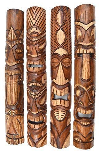 4 Tiki Masken 100cm im Hawaii Style Holzmaske Maske Osterinsel
