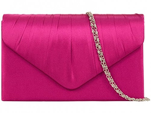 LeahWard Women's Satin Floral Clutch Bags Party Wedding Evening Handbag 8002 (Rose)