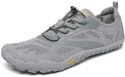 SAGUARO Minimalistiska Skor Herr Dam Bekväm Ljus Trail Skor Flexibel Halkfri Barfota Skor Andas för Jogging Promenader Fitness Vandring, Grå 45 EU