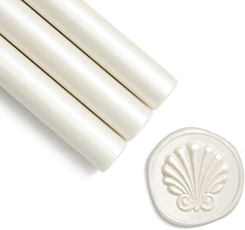 UNIQOOO Pearl White Glue Gun Sealing Wax Sticks for Wax Seal Stamp - Perfect for Wedding Invitations, Snail Mails, Wine Gift Wrapping, Christmas Gift, Pack of 8
