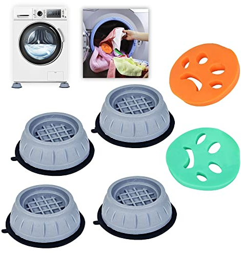 Anti Vibration Waschmaschine 4 Stück + 2 Tierhaarentferner Waschmaschinenunterlage Waschmaschinenunterstützung Antivibrationsmatte Schwingungsdämpfer Vibrationsdämpfer Antivibrationsfüße Gummifüße