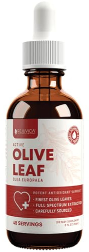 Rejuvica Active Olive Leaf Extract | Naturally Occurring Oleuropein Liquid Drops for Immune & Heart Support | Fast-Absorption, Vegan, Alcohol-Free | 2 fl oz