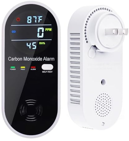 3-in-1 Carbon Monoxide Detectors, Portable Carbon Monoxide Detector for Travel with Temperature & Humidity Display, Carbon Monoxide Detector Plug in Wall for Home/RV, Accurate & Easy to Install
