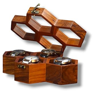 Royal Craft Expertise Uhrenbox mit 4 Schlitzen für Herren – Luxuriöses Uhrengehäuse aus indischem Palisander | Handgefertigter Herren-Uhren-Organizer | Elegante Uhren-Display-Box |