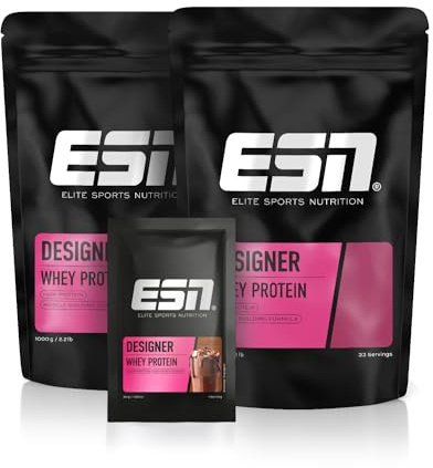 ESN Designer Whey Proteinpulver + Gratis Sample, Cinnamon Cereal, 2 x 1 kg, bis zu 23 g Protein pro Portion, ideal zum Muskelaufbau und -erhalt - made in Germany