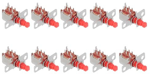 QUARKZMAN 10Pcs 1A 250V 6 Broches 1 Position Soudage DPST Bouton-Poussoir Interrupteur d'alimentation Bouton-Poussoir Interrupteur Type Piano PS-22F24
