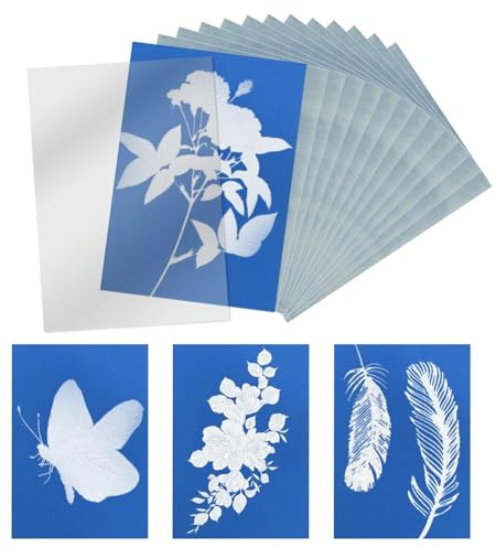 OneTreeTime Lot de 30/40/50/60 feuilles de papier cyanotype, papier d'impression solaire sensible à la lumière avec feuille acrylique pour projets d'artisanat (papier A5) (40 pièces)