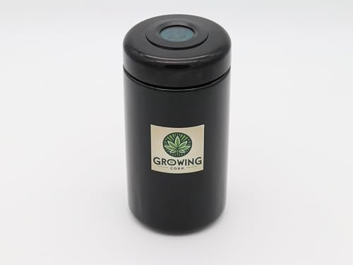Cannabis Härtungsglas Humidor inkl. Hygrometer 500ml, Luftfeuchtigkeits- und Temperatursensor mittels Hygrometer aus hochwertigem Violettglas