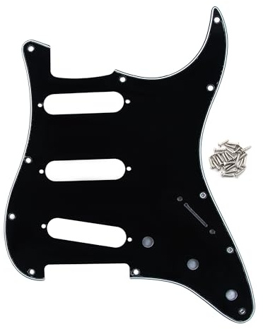 FLEOR 11 Holes ST Style Pickguard SSS Guitar Pickguard Pick Guard Scratchplate with Screws Set,3Ply Black