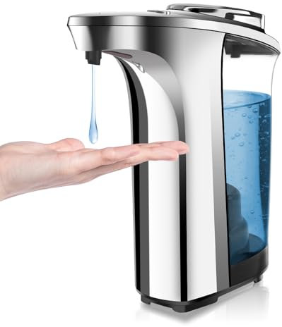 HMJIA Dispenser Sapone Automatico 500 ml Distributore Automatico di Sapone Touchless 5 Livelli di Sapone Regolabili Dispenser di Sapone con Sensore per Bagno e Cucina (Argenteo)