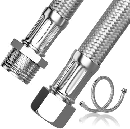 Zephyra 2 Stück 30 CM Panzerschlauch, 304 Edelstahl Flexschlauch, 3/8 Zoll Überwurf und Außengewinde, Sanitär Schlauch, 3/8 Verlängerung, Armaturenschlauch für Wasserhahn Eckventil Wassererhitzer