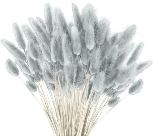 120 st torkad pampasgräs, torkade blommor bukett dekoration, blommor pampasgräs växter fluffig, boho heminredning blomsterarrangemang (grå)