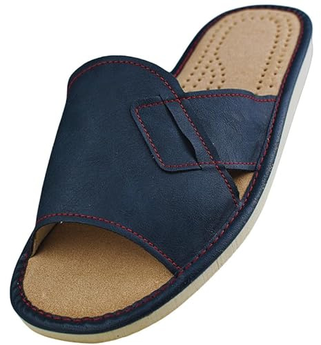 APREGGIO Pantoufles Homme Cuir – Chaussons Confortables et Pratiques – Fabriqué à la Main - 40/46 EU