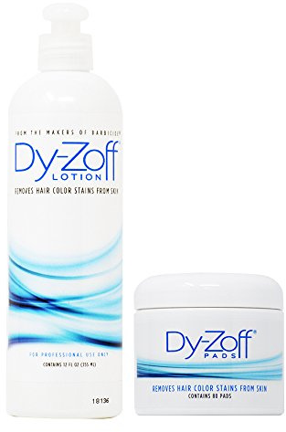 King Research Dy-Zoff Lotion 12oz + Pads Removes Hair Color Stains 80 pads