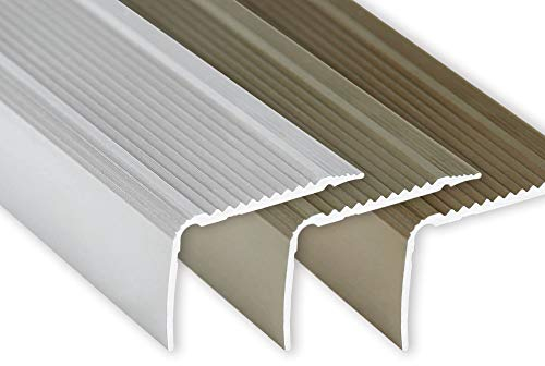 Toolerando Perfil en Forma de L para Canto de Escalera, para Parquet y Laminado, Montaje Adhesivo, Longitud 90 cm, Plateado