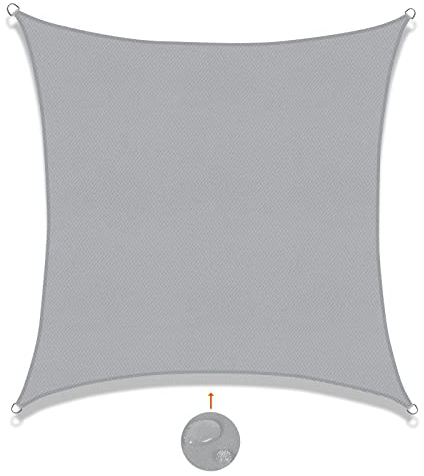 SUNNY GUARD Sonnensegel Wasserdicht 3x3m Rechteckig Sonnenschutz Wetterschutz Segel Baldachin UV Schutz für Balkon Terrasse Garten, Hellgrau