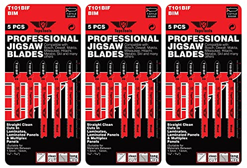 15 x TopsTools T101BIF Laminate Cutting Jigsaw Blades