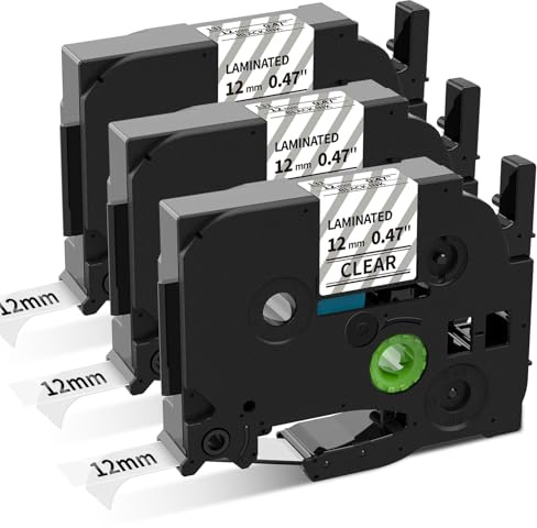 COLORWING Lot de 3 rubans encreurs compatibles pour Brother Ptouch TZe-131 - Noir sur transparent 12 mm - Tze131 TZ 131 - Pour Brother PT-H100LB/R H105 H110 D200 E100, Étiquette Autocollantes