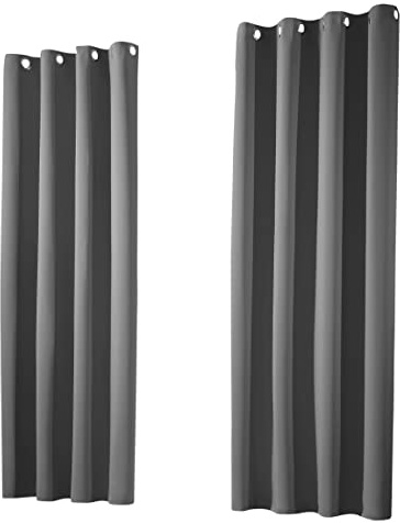 heimtexland ® 1 Paar Thermo- Verdunklungsgardinen Ösenschal Vorhänge Verdunkelnd Isolierend Blickdicht Verdunkelungsvorhänge HxB 145x135 Dunkelgrau Typ139