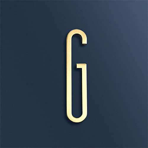 7cm Solid Brass 3D House Plaque Numbers 0-9 Letters A-Z Dash Sign Adhesive Glued Hotel Office Door Number Indoor Mailbox Address Digital Alphabet for Home Outdoor Plates Doorplate Room (G)