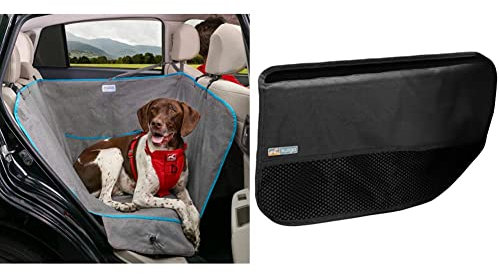 Kurgo Half Hammock, Dog Car Seat Protector, Waterproof & Stain-Resistant, Secure Fit, Charcoal Grey & Car Door Guard, Easy Installation, 2-Pack