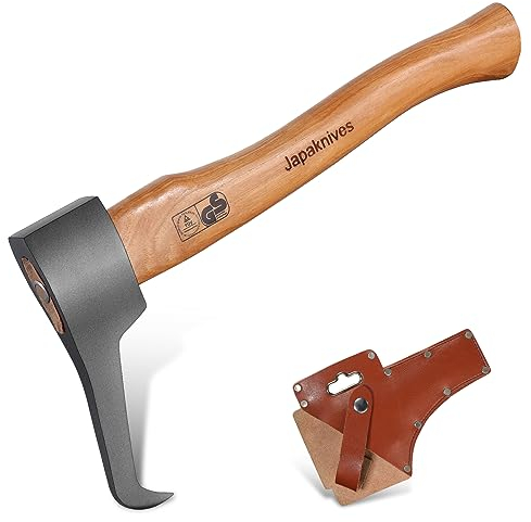 Japaknives Sappie Hand-Sappie zur Holzbearbeitung, Länge: 37,8 cm, Mit Buchenholz Griff und robustem Kopf aus geschmiedetem Kohlenstoffstahl, ideal zum Bewegen und Aufnehmen von Holzstücken