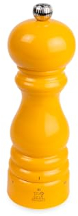 PEUGEOT - Paris u'Select Pepper Mill 18 cm - ParisRama Collection - 6 Pre-Defined Grinding Settings - PEFC Certified Wood - Made in France - Saffron Yellow Lacquered Colour
